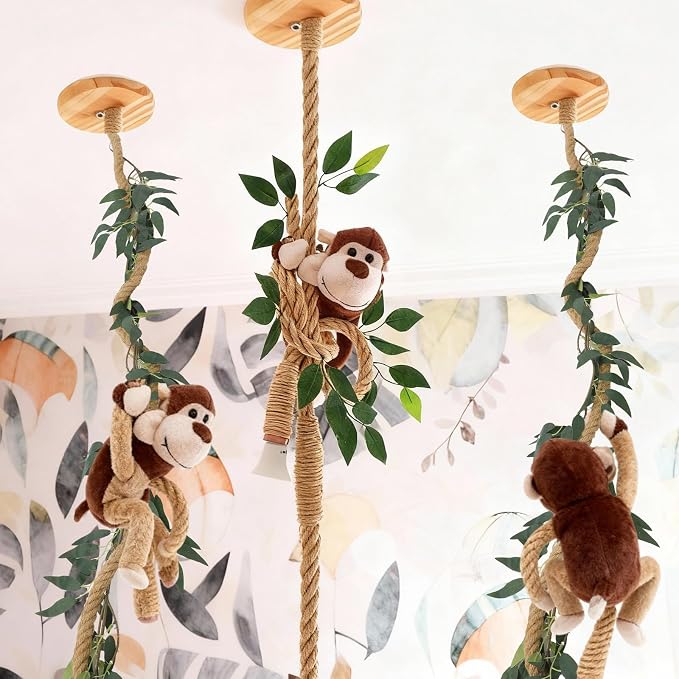 Suncalla Jungle Theme Party Decoration Jungle Vines Safari Leaf 6 ft Artificial Rattans Ivy Fake Vines Fake Leaves with Hemp Rope for Indoor Outdoor Forest Party Props Decor (Monkey Not Included)