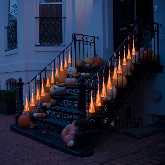 60 PCS Orange Fiber Optic Wands Glow Fiber Wands Bulk LED Light Up Wands with 3 Flashing Modes LED Flashing Wands for Halloween ThanksGiving Day Christmas Bridal Shower Birthday Autumn