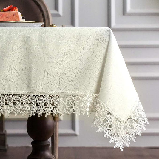 ARTABLE Lace Table Cloths Rectangle Fall Antique Flower Decor Macrame Tablecloth for Outdoor Farmhouse Rustic Kitchen Party Birthday Picnic (Ivory-1, 60 x 104 Inch)