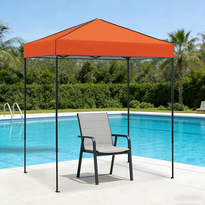 6x4 Pop Up Canopy Tent, Instant Portable Beach Canopy, Outdoor Tent with Carry Bag for Camping, Sports, Tailgating, Events, Orange