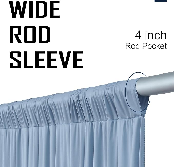 10x16ft Dusty Blue Backdrop Curtains for Wedding Party, 2 Panels 16 ft Long Back Drop Cloth, Wrinkle-Free Polyester Drapes for Birthday, Baby Shower, Stage Photography Background