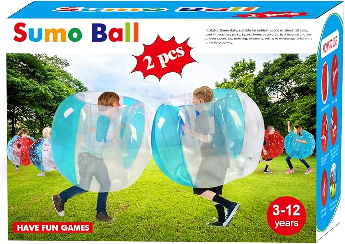 ZHUYNXIR 2 PC Kids Sumo Balls, Bumper Bounce Toys, Sumo Balls for Kids, Lawn Game Ball for Kid Outdoor Team Gaming Play.(36 inch, Blue+Blue)