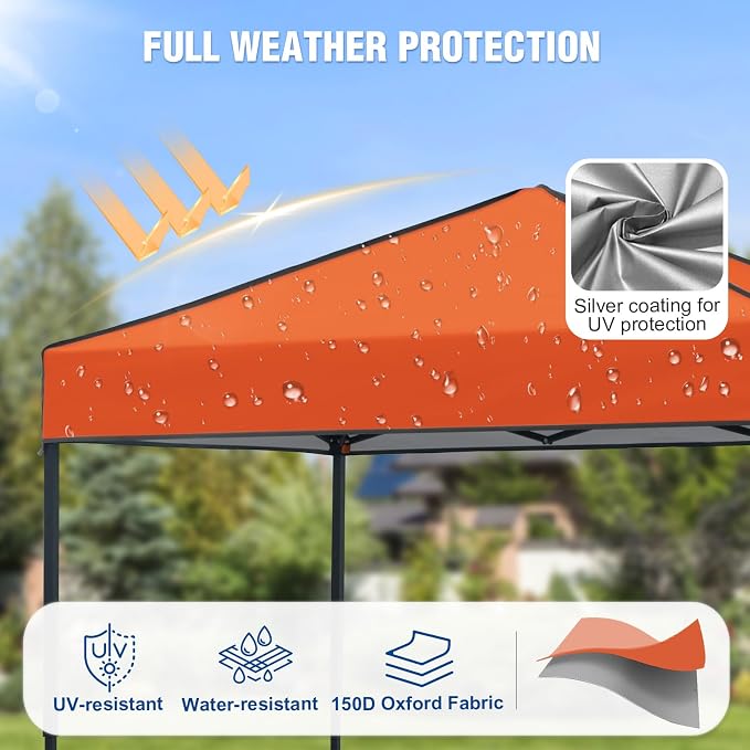 6x4 Pop Up Canopy Tent, Instant Portable Beach Canopy, Outdoor Tent with Carry Bag for Camping, Sports, Tailgating, Events, Orange