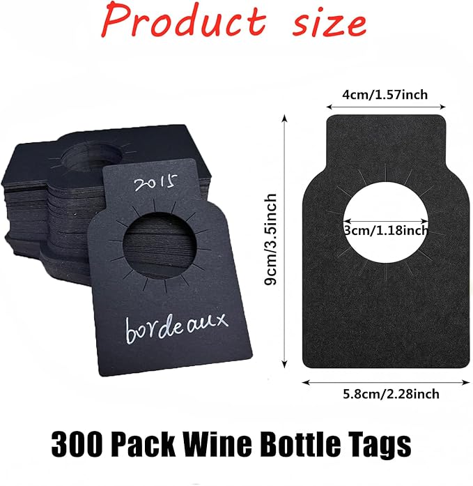 300 Pack Wine Bottle Tags Wine Cellar Label Hanging Tags Racks Marker for Name,Year,Tasting Notes