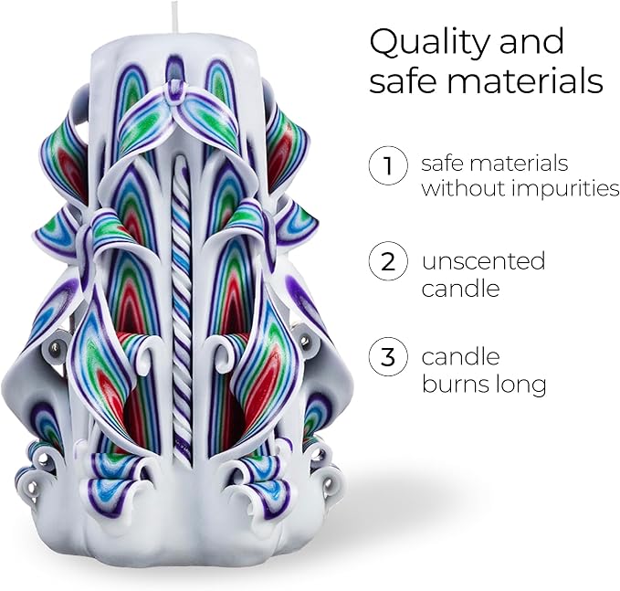 Carved Candles - Handmade Decorative Large Candle – Tall Long Burning Cute Spiral Candle for Women – for Home Decor, Cozy Cottage Core Gift - Christmas Gift for Mom - Polar Star