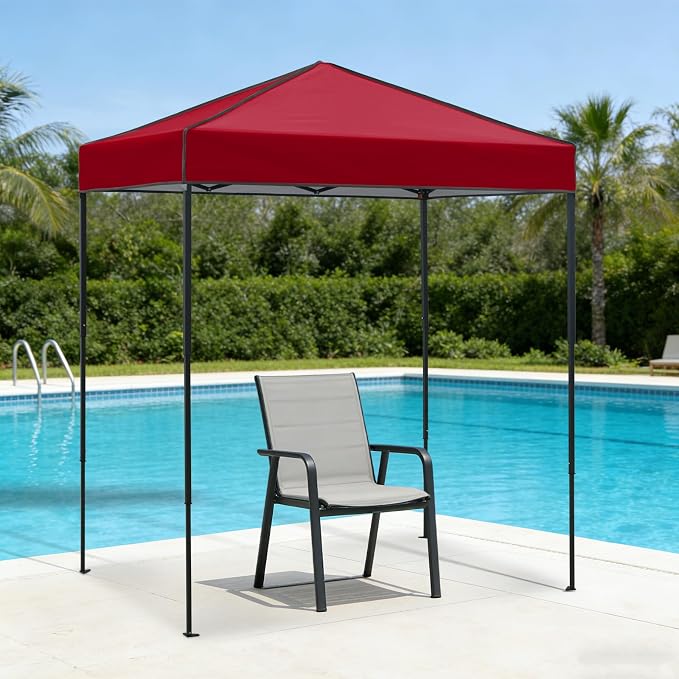 6x4 Pop Up Canopy Tent, Instant Portable Beach Canopy, Outdoor Tent with Carry Bag for Camping, Sports, Tailgating, Events, Burgundy
