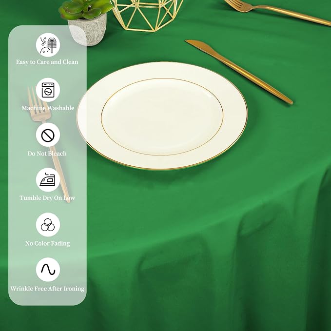 12 Pack Round Tablecloth 90 inch Green Table cloths for Round Tables,Stain and Wrinkle Resistant Washable Polyester Tablecloths Green Table Cloth Table 90 inchround Table Cloth for Wedding Party
