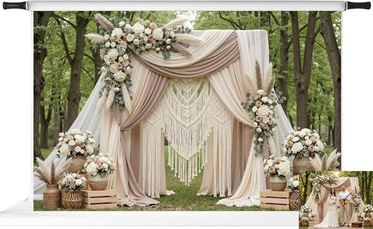 Kate Spring Backdrops Boho Outdoor Photography Backdrop Wedding Photo Booth,10x6.5ft