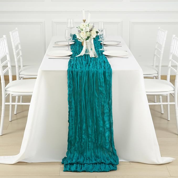 8 Pack Teal Green Cheesecloth Table Runner 120 Inch 10FT Gauze Cheese Cloth for Spring Holiday, Baby Shower, Jungle Theme Party