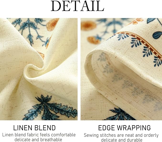 ISAENNE Designer French Linen Round Tablecloth,Diameter 55"-Estevan A | Vintage Elegant Beautiful Printed Table Cloth,Pale Yellow Floral Pattern,Durable,Dining,Kitchen,Tea Party,Thanksgiving