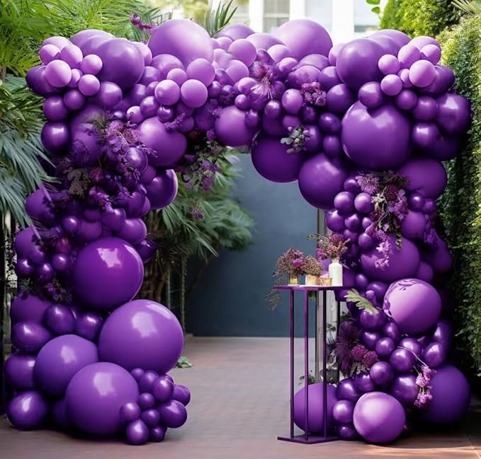 Dark Purple Balloons-Double Stuffed Lavender Balloon Garland Different Sizes Latex Deep Purple Balloon Arch Kit for Birthday Baby Shower Anniversary Wedding Party Decorations