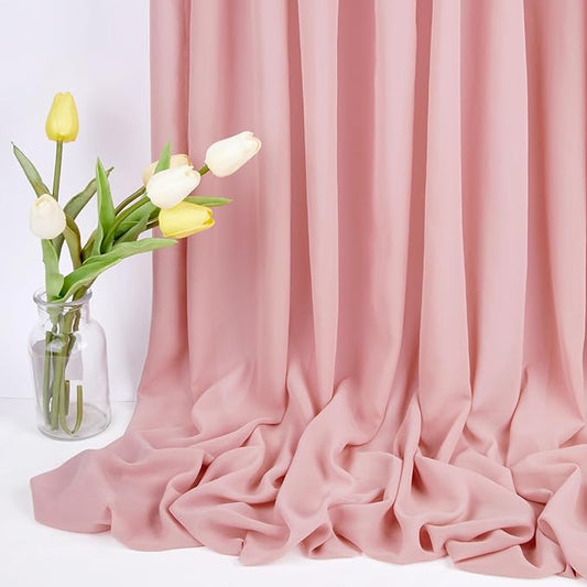 5 Yard Dusty Rose Chiffon Fabric by The Yard, 58 Inch Wide Elegant Sheer Chiffon Fabric for Wedding Costume Sewing Clothing Crafting Table Runner DIY Project
