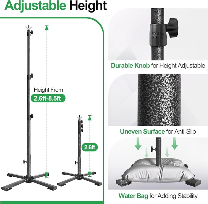 EMART Portable Backdrop Stand Kit with Foldable Cross Flat Base, Adjustable 8.5ft Height 10ft Width Pipe and Drape Background Hanging Frame Bar for Photography Party Wedding Birthday Photo Studio