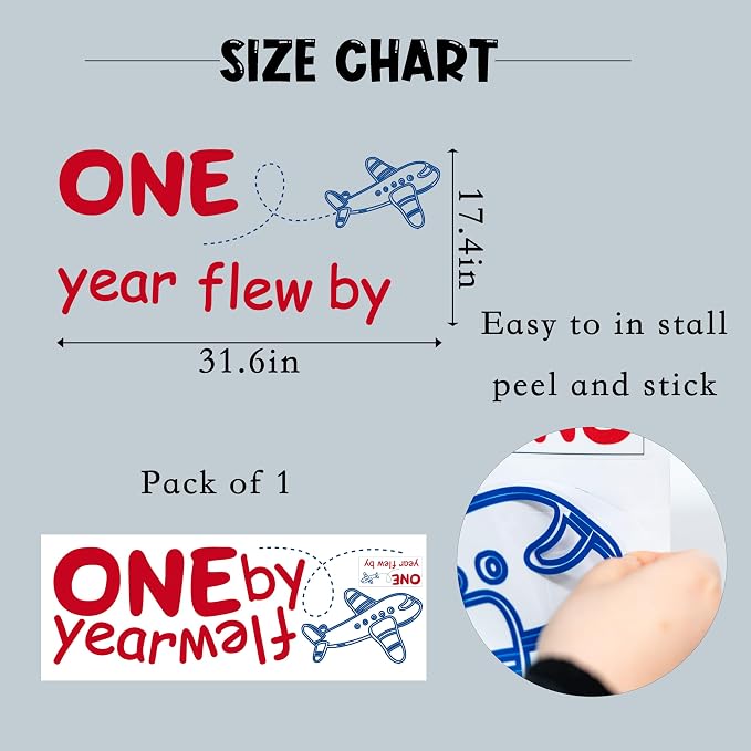 Airplane Decal for Party Balloon Arch | One Year Flew by 1st Birthday Decor, Plane Birthday Decor