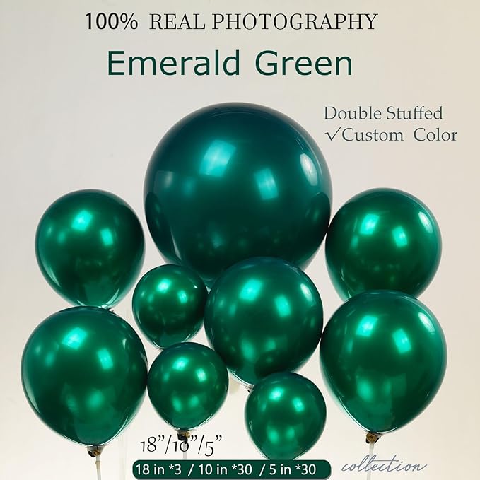 Double stuffed emerald Balloons Different sizes Customized 63 PACK 18+10+5 inch Dark Teal emerald green Balloon Garland kit For Wedding Birthday baby shower anniversary decorations