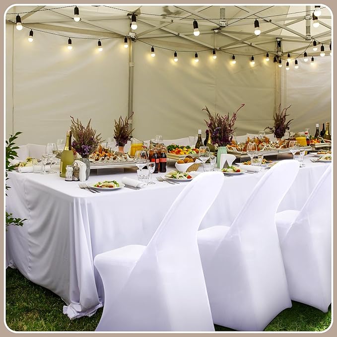 Newwiee 25 Pcs Spandex Chair Covers Bulk - Stretch Folding Flat Front Fitted Universal Chair Protector Pack Removable Washable for Wedding Party Dining Banquet Event (White)