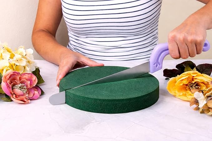 FLOFARE Floral Foam Round Blocks for Flower Arrangements, Green Florist Flower Foam for Fresh & Artificial Flowers, Wedding & Party Décor (Large 9.8)