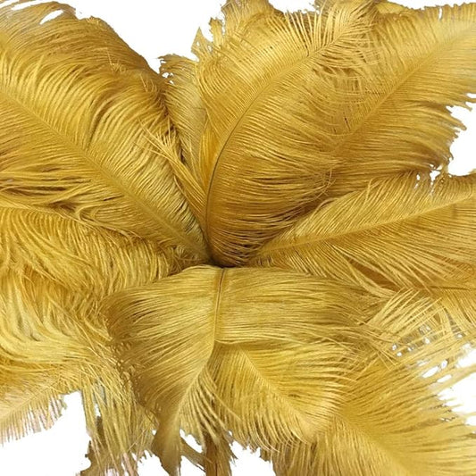 AABABUY 10pcs Ostrich Feathers 18inch for Home Wedding Party Decoration (Gold)