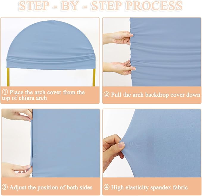 Dusty Blue Wedding Arch Cover Set of 3 Spandex Fitted Arch Stand Covers 5ft 6ft 7ft Balloon Arched Cover Stretchy Backdrop Chiara Arch Backdrop Covers for Baby Shower Wedding Ceremony Party Events
