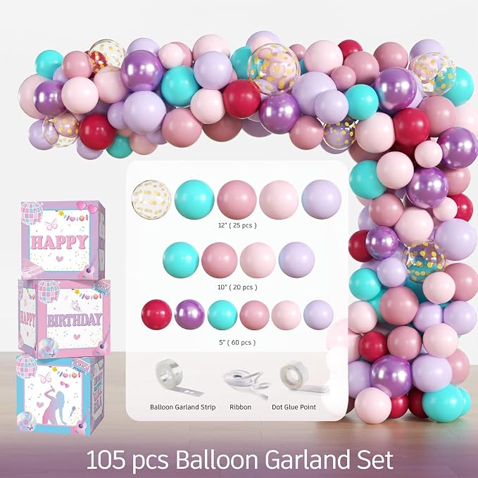 cocomigo 249pcs In My Birthday Girl Era Decorations Complete Party Set, Serves 20 Guests, In My Birthday Girl Era Party Supplies, includes Banner, Balloon Arch, Backdrop, Plates and Napkins Kit, etc