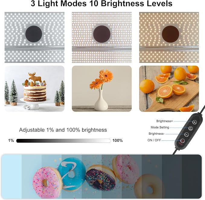 PULUZ 24x16 Inch Professional Photo Light Box with 672 LED Dimmable Lights, 3000K-6500K Dimmable Temperature, Portable Shooting Tent Kit with 4 Backdrops for Product Photography
