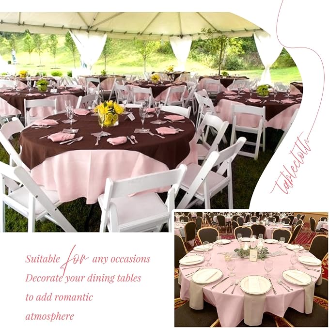 Showgeous 4 Pack Pink Round Tablecloth 90 Inch Washable Polyester Tablecloths for Round Tables Stain Resistant and Wrinkle Table Cloth Decorative Fabric Table Cover for Dining Wedding Party Banquet