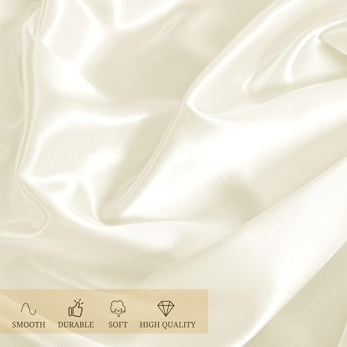 12 Pack Ivory Satin Tablecloth, 57 x 108 Inch Silky Satin Table Cloth, Rectangle Bright Silk Tablecloth Smooth Fabric Table Covers Overlay Silky Tables Decoration for Wedding Party Banquet Birthday