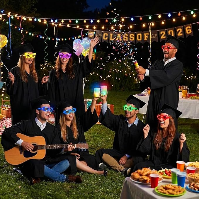 24 Packs LED Glasses for kids Glow in the dark Party Supplies ,6 LED 6 Shapes Light up Party Glasses Flashing Glow Party Favor Toys Bulk for Kids Adults Birthday Party Favor Halloween Holiday