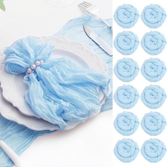 Baby Blue 60 Pack Cheesecloth Napkins Washable 21x21 Inches Baby Blue Cloth Napkins Set of 60 Bridal Baby Shower Dinner Table Napkins for Wedding Rustic Boho Cotton Gauze Summer Party Table Decor