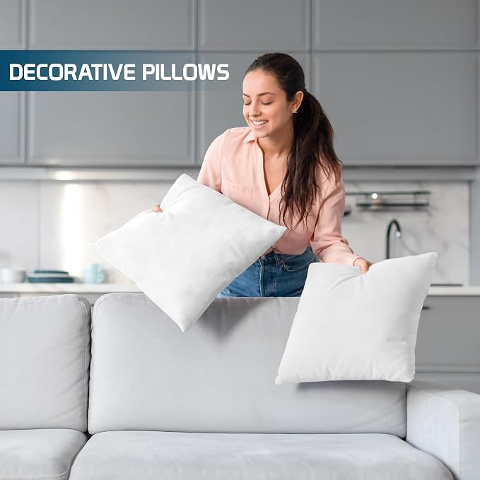 Utopia Bedding Throw Pillows (Set of 4, White) – 24 x 24 Inches Down Alternative Pillows for Bed, Sofa, and Couch - Fluffy Decorative Stuffer Pillow for Indoors & Outdoors