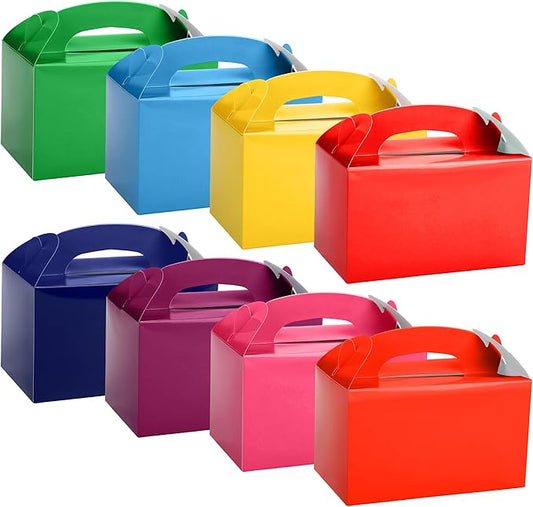 MIMIND 32 Pack Rainbow Party Favor Boxes Gable Treat Boxes with Handles 6 x 3.5 x 3.5 Inches Gift Birthday Goodie Boxes for Cookies Candies for Wedding Baby Shower Party Supplies