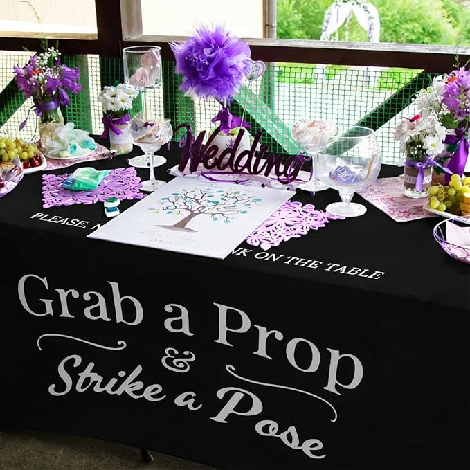 Gilprop Photo Booth Table Cloth Photo Booth Props Accessories Rectangle Tight Table Background for Indoor Outdoor Party Photography Decoration Graduation Wedding Birthday Bachelorette(Classic,4ft)