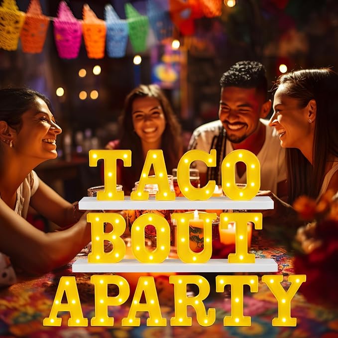 Honoson 14 Pcs Mexican Party Decorations Taco Bout a Party LED Light up Signs Fiesta Cinco De Mayo Table Centerpiece for Taco Twosday, Bachelorette Home Bar Mexican Themed Events