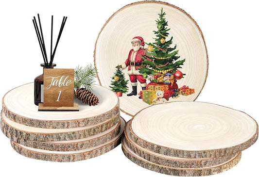 8 Pcs Wood Slices 11-12 Inch Large Wood Rounds Unfinished Wood for Centerpieces, Natural Wood Slices for Crafts,Decor, Sign...