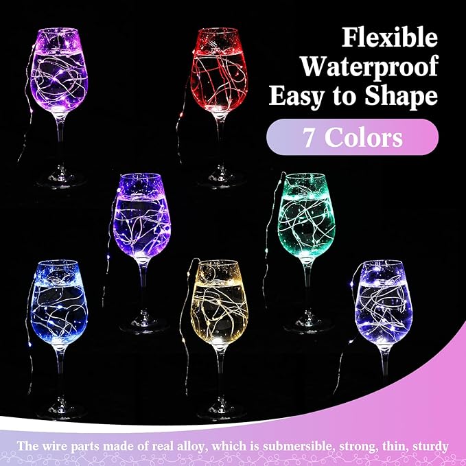 Tuanse 50 Pack LED Fairy Lights Colored Battery Operated String 3 Speed Modes 7 ft 20 LED Starry Wedding Decoration Waterproof Wire Twinkle Light for DIY Jar Bedroom Party Supplies (Colorful Color)