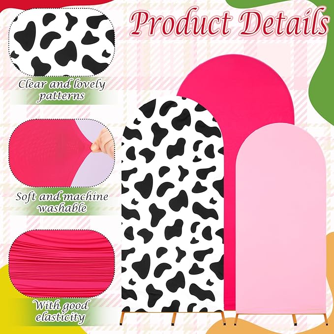 Foilswirl 34 Pieces Disco Cowgirl Party Decorations Cowgirl Arch Covers 4ft 5ft 6ft Pink Spandex Backdrop Covers Hot Pink Silver Balloon Disco Foil Balloons for Birthday Bachelorette Wedding Party