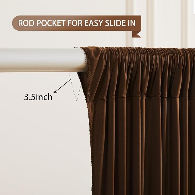 Dark Brown Backdrop Curtains-Wrinkle-Free Polyester Photography Drapes Party Curtain Background for Baby Shower Wedding Decorations- 16 X10FT