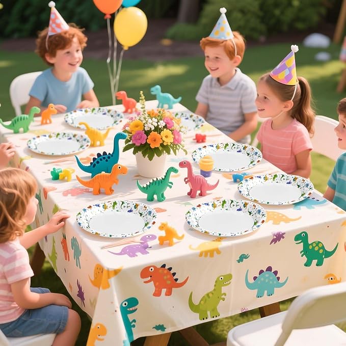 Grencian 100 Pcs Kids Dinosaur Plates Dinosaur-Themed Disposable Heavy Duty Paper Plates 9" Round Large Dino Plate for Boys Kids Dino Lovers Birthday Baby Shower BBQ Graduation Party Decor