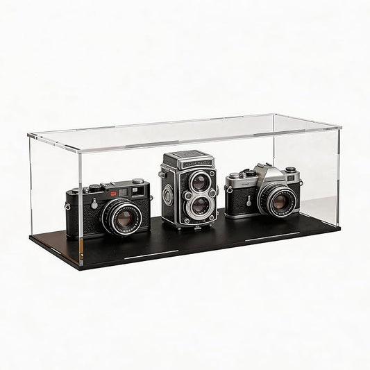 Display Case for Light Saber and Sword, Acrylic Box for Trophy and Toy Figures, Clear Acrylic Display Cases with Matte Black Base for Collection Protection and Storage, 14x5x5 inch