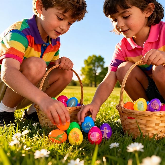 GOAUS Easter Eggs Fillers Party Favors for Kids 220 pcs, Small Toys Prizes with 100 Surprise Eggs for Filling, Goodie Bags Stuffers