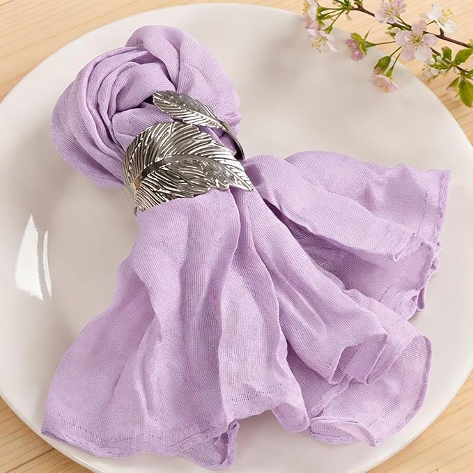 MLMC 100 Pack Cheesecloth Napkins Bulk Dinner Cloth Napkins 21"x21" Boho Reusable Lavender Cloth Napkins in Bulk for Wedding Bridal Baby Shower Events Table Decor Lilac