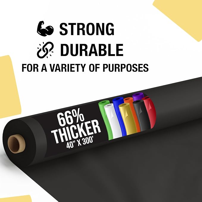 Party Solids 66% Thicker Premium Black Plastic Table Cover Roll 40" X 300' Table Cloth Plastic Cover Roll Quality Thick Banquet Rolls Disposable Tablecloth Rolls Strong American Based Company