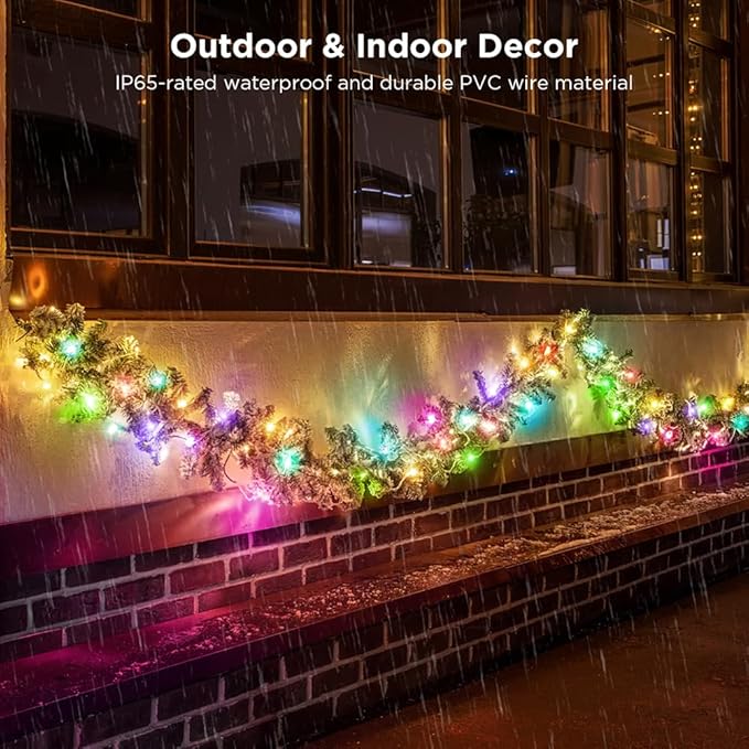 50ft Color Changing Christmas String Lights, 150 LED Twinkle Fairy Lights String Waterproof, 200+ Scene Modes, Smart App & Remote for Indoor Outdoor Christmas Tree Party Bedroom Patio Decor