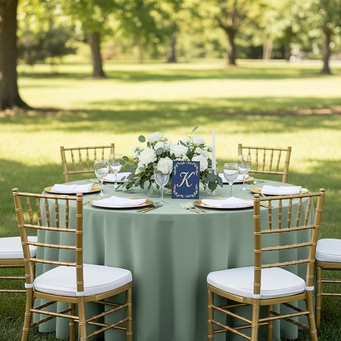 Fixwal 6 Pack Sage Green 120 Inch Round Tablecloths, Reusable Heavy Duty Washable Polyester Table Covers, Stain and Wrinkle Resistant for Wedding, Baby Shower, Boho Party, Outdoor, Picnic