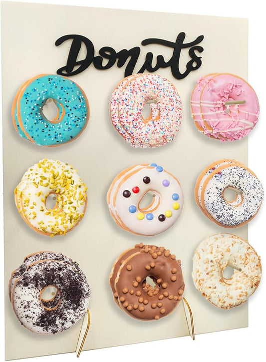 1 Pack Wood Donut Display Stand, Stunning Donut Holder for Birthday Parties & Events, Holds Up to 18 Donuts, Wood Cake Stand for Home Celebrations and Sweet Treats Display (Style 1)
