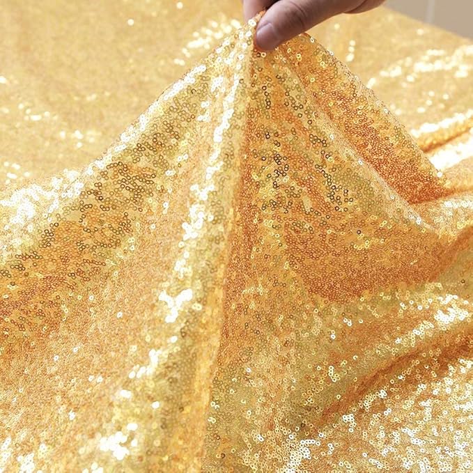 JYFLZQ Gold Sequin Table Runner 12"x108" Pack of 5 Glitter Sequin Fabric Table Linens - Sparkly Runners for Wedding & Birthday Party Decor