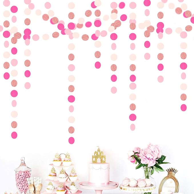 Hot-Pink Rose-Gold Party Decorations Garland and Hot-Pink Rose-Gold Party Decorations Heart-Garland
