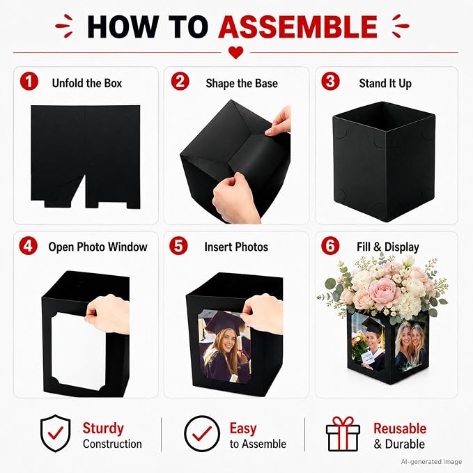 12pcs Photo Centerpieces for Tables, Picture Centerpieces for Table, 6/7 Inch Photo Display for Graduation, Wedding, Birthday, Party Table Decorations, Reusable Black Frames (Large)