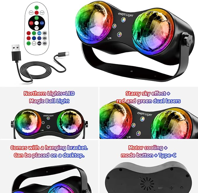 Party Disco Strobe Ocean Star Projector Light, Sound Activated ABS Strobe Stage DJ Dance Light with Remote Control, Suit for Parties, Bars, Birthdays, Weddings, KTV, Dancing Décor