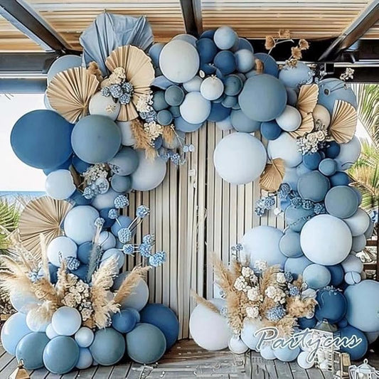 Dusty Blue Balloon Arch Kit, Double Stuffed Dark Light Blue Pastel Latex Balloon Garland for Baby Shower Birthday Bridal Wedding Easter Valentine Party Decoration
